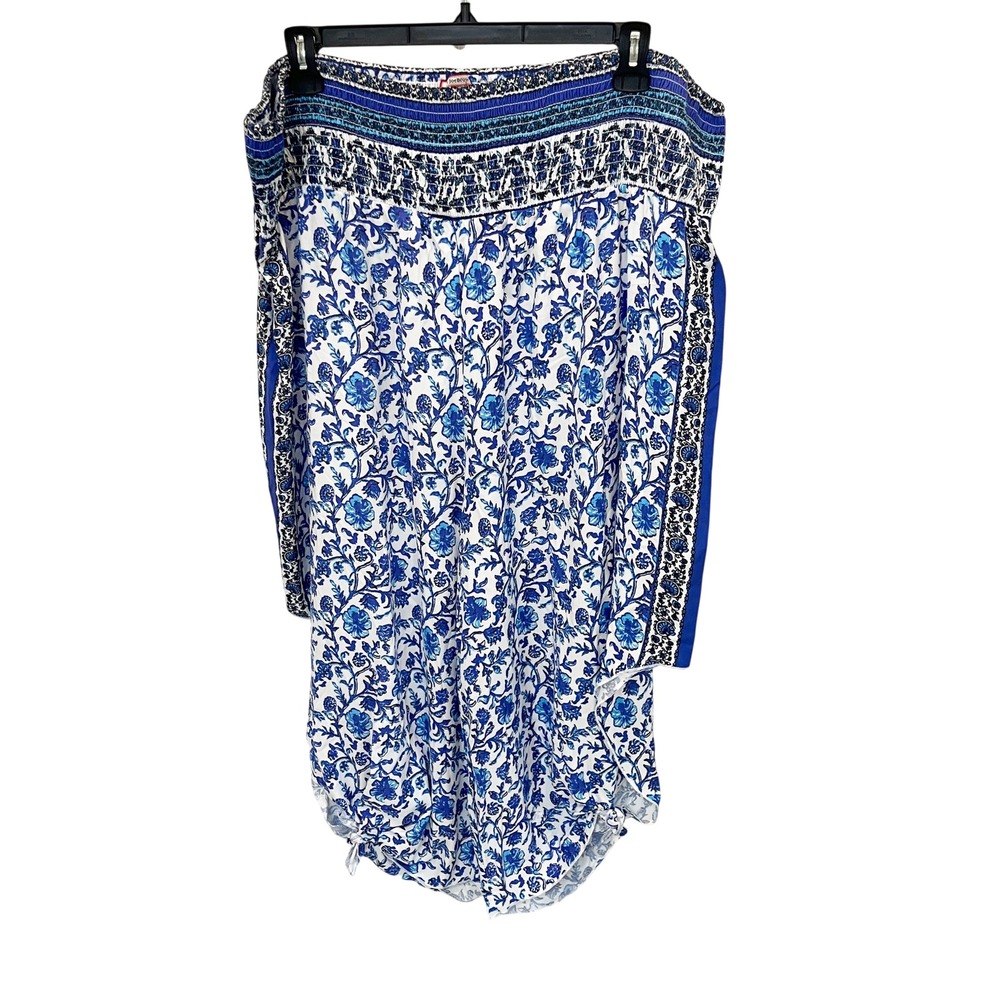 Joe Browns Blue White Floral Smocked Harem Pants Plus Size 26/28‎ Boho Rayon
